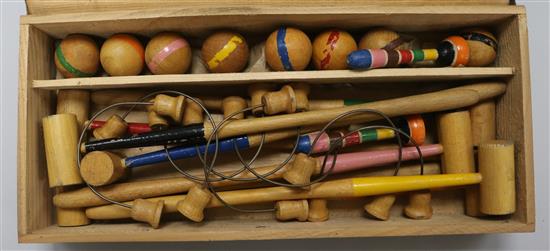 A miniature croquet set
